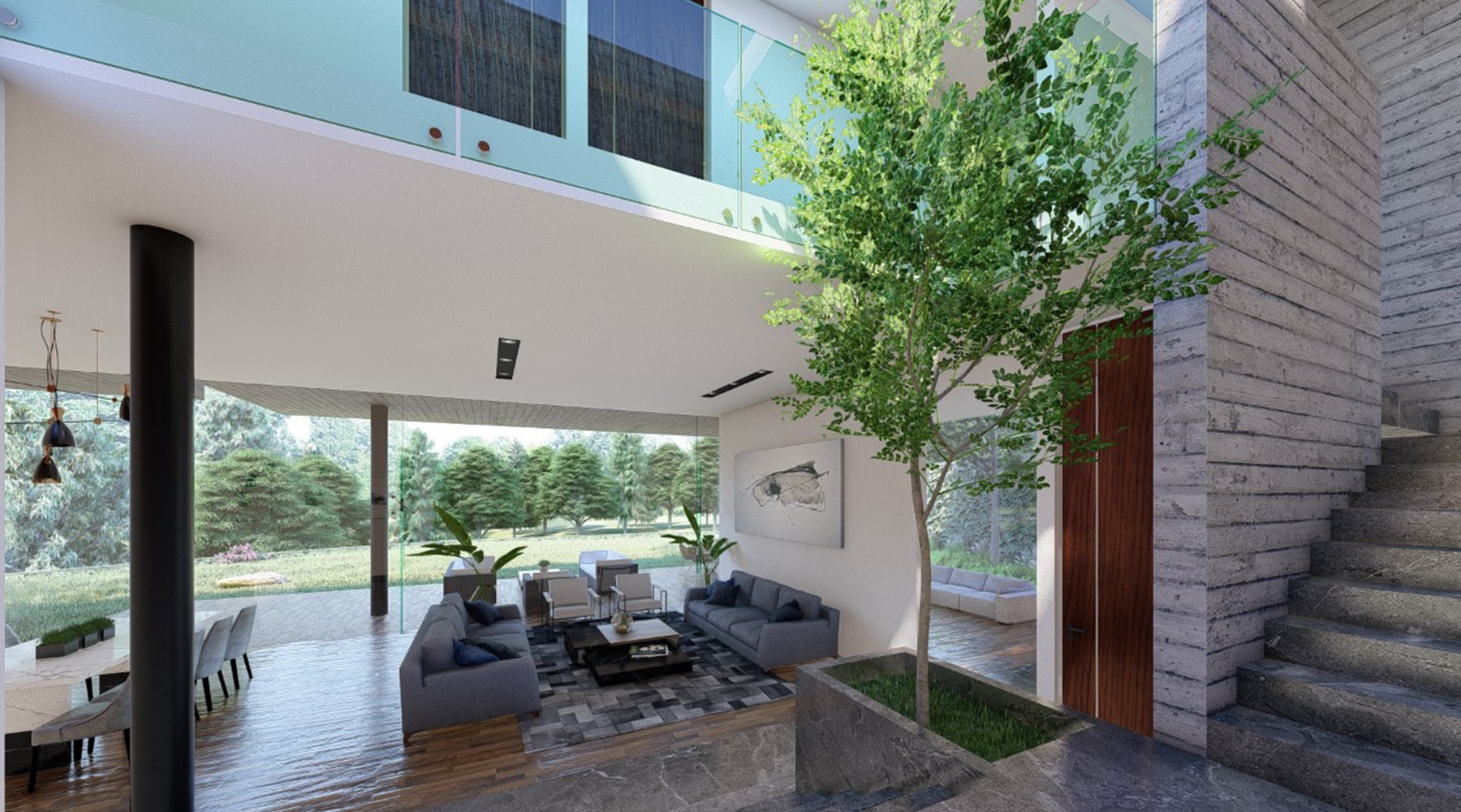 Vista interior. Render.