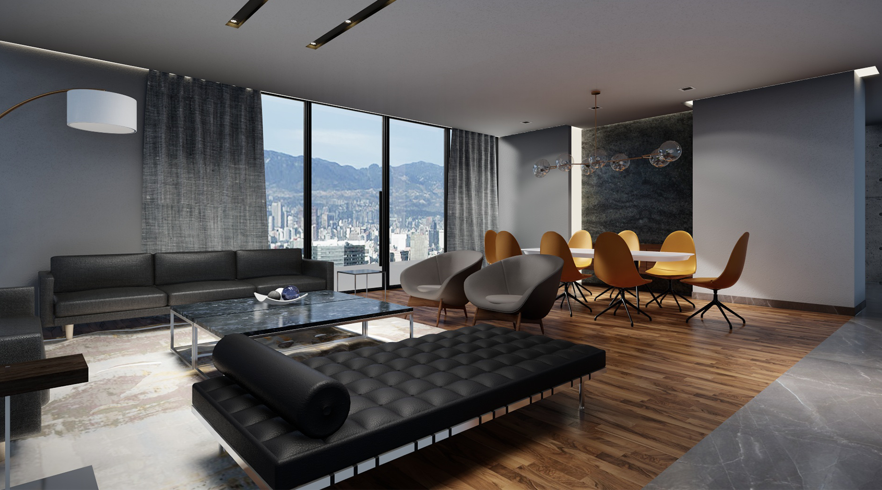 Sala/Comedor. Render.
