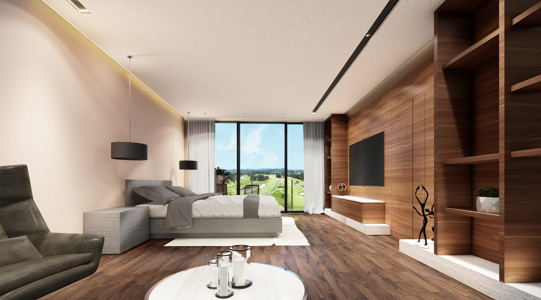 Recámara principal. Render.